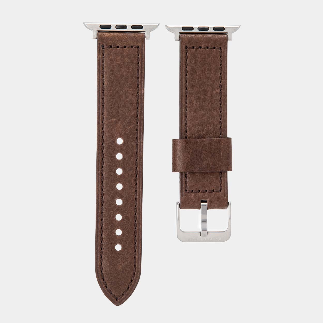 Lond Luxury Apple Watch Strap - Brown Leather - Buckle & Band - LON-38-BRN-SI