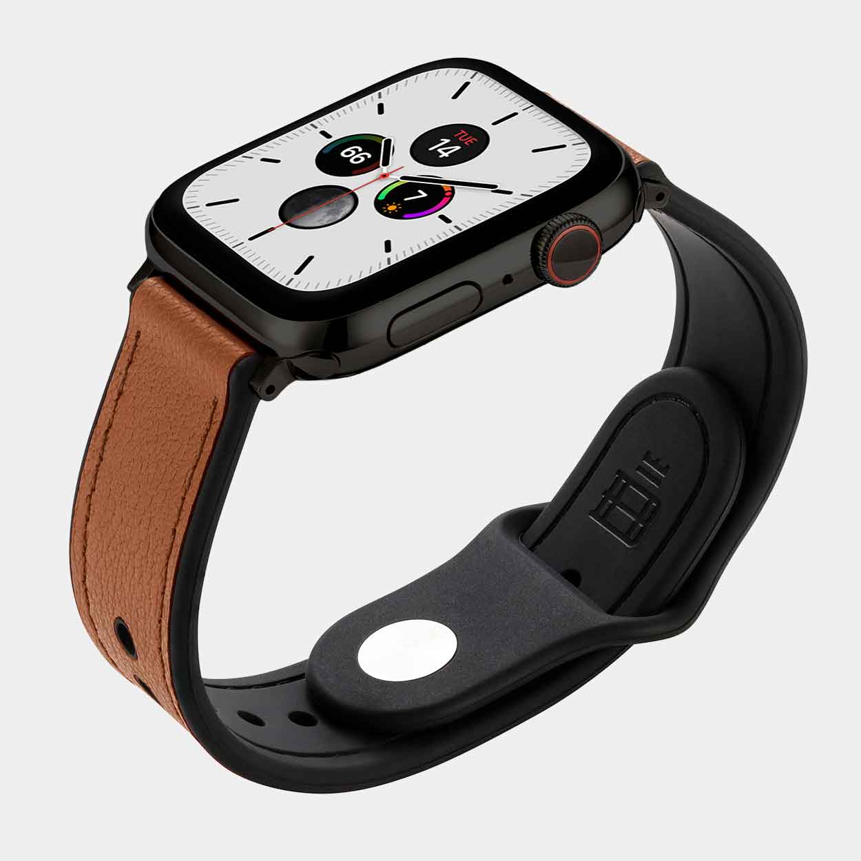 Hybri Sport/Leather Apple Watch Strap - Brown - Buckle & Band - HYB-38-BRN-BL