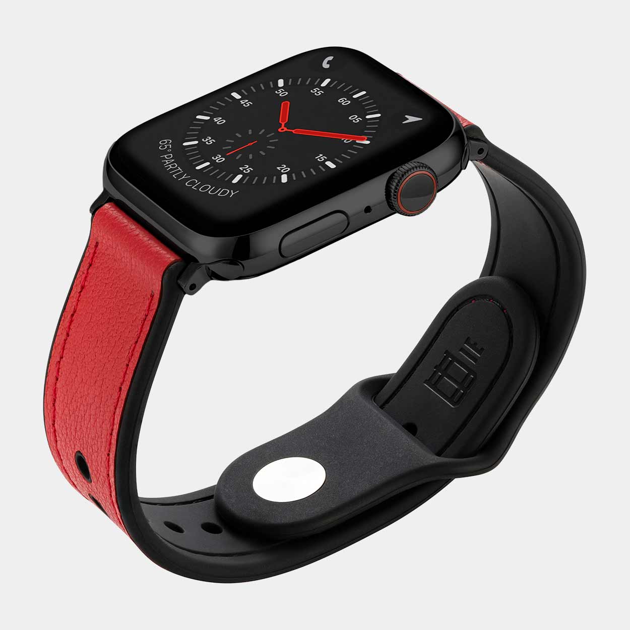 Hybri Sport/Leather Apple Watch Strap - Red - Buckle & Band - HYB-38-RED-BL