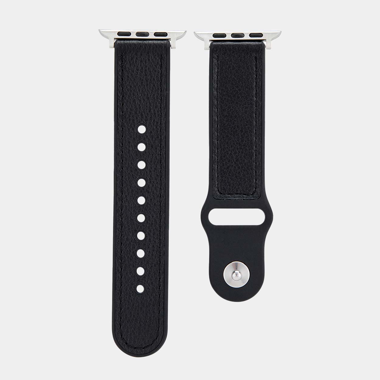 Hybri Sport/Leather Apple Watch Strap - Black - Buckle & Band - HYB-38-BLK-SI