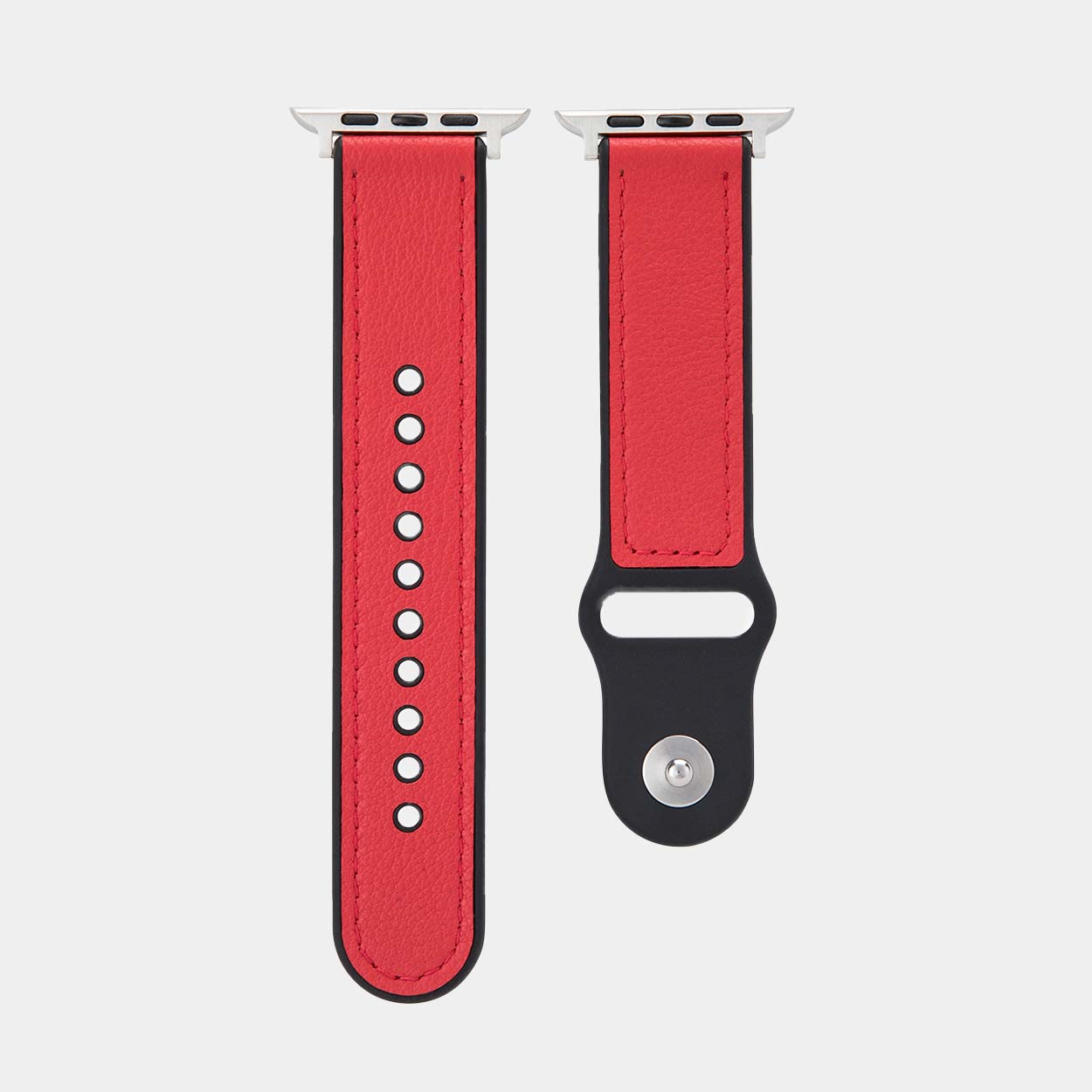 Hybri Sport/Leather Apple Watch Strap - Red - Buckle & Band - HYB-38-RED-SI