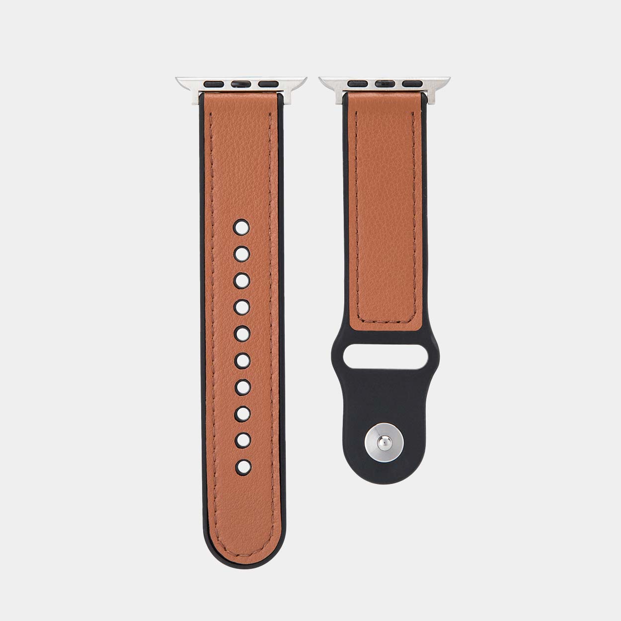 Hybri Sport/Leather Apple Watch Strap - Brown - Buckle & Band - HYB-38-BRN-SI