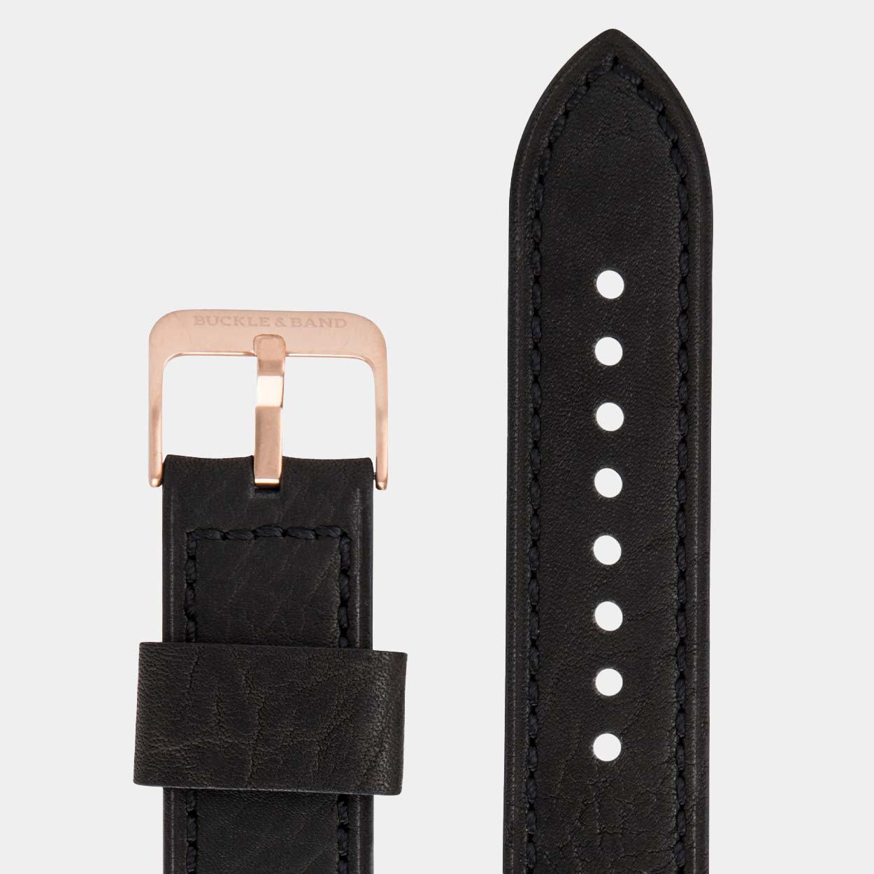 Lond Luxury Apple Watch Strap - Black Leather - Buckle & Band - LON-38-BLK-GL