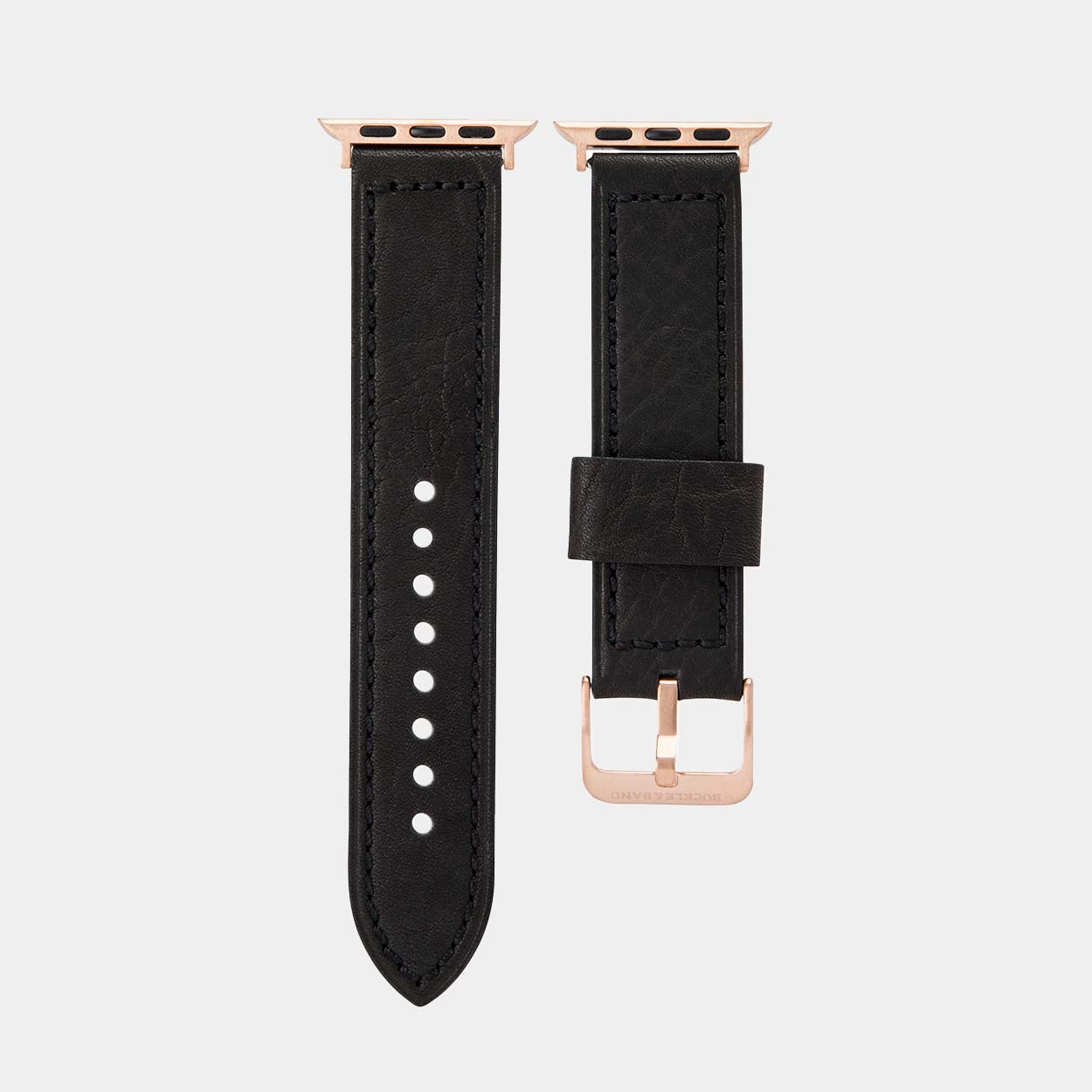 Lond Luxury Apple Watch Strap - Black Leather - Buckle & Band - LON-38-BLK-GL