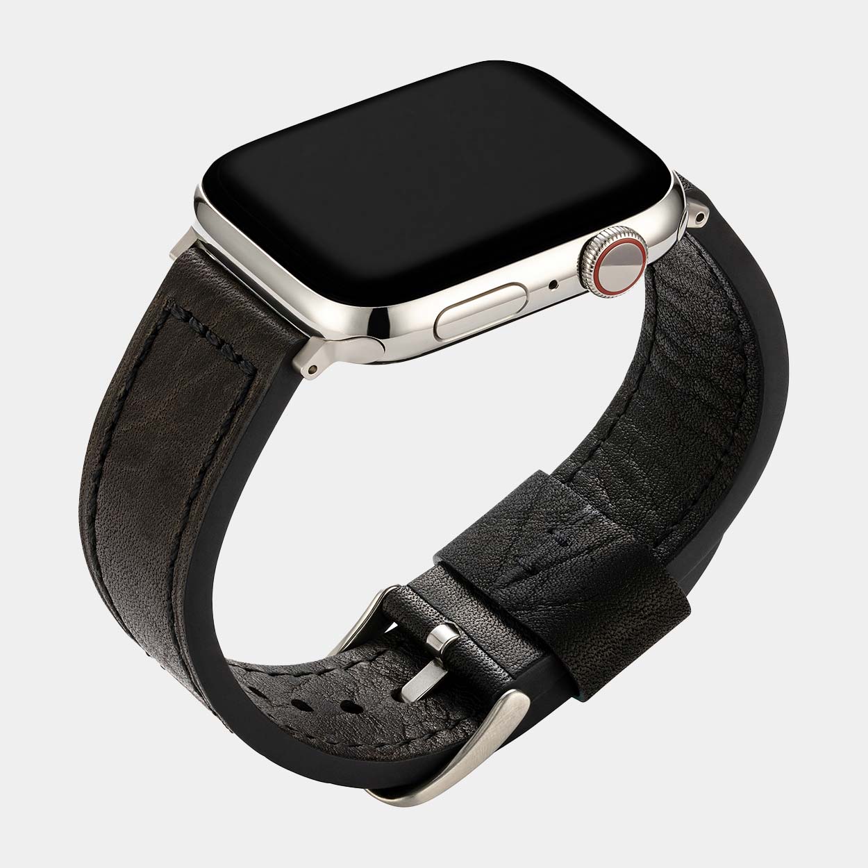 Lond Luxury Apple Watch Strap - Black Leather - Buckle & Band - LON-38-BLK-GL