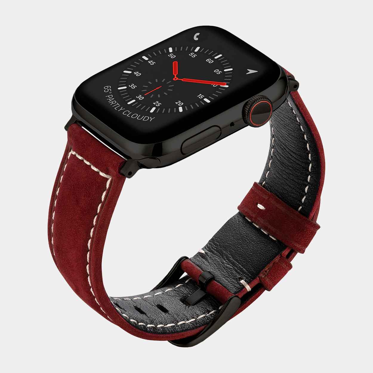Mila Apple Watch Strap - Red Suede - Buckle & Band - MIL-38-RED-BL