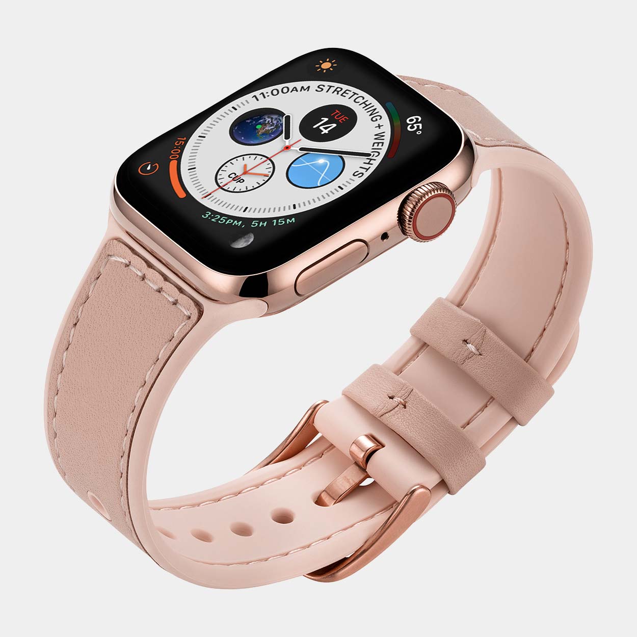 Rose Gold Mona Apple Watch Strap - Silicone and leather