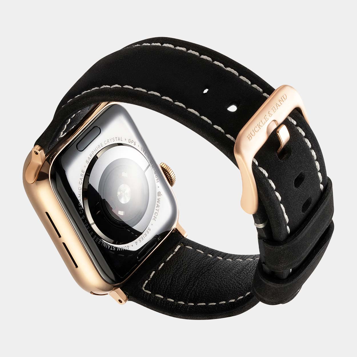 Mila Apple Watch Strap - Black Suede - Buckle & Band - MIL-38-BLK-GL