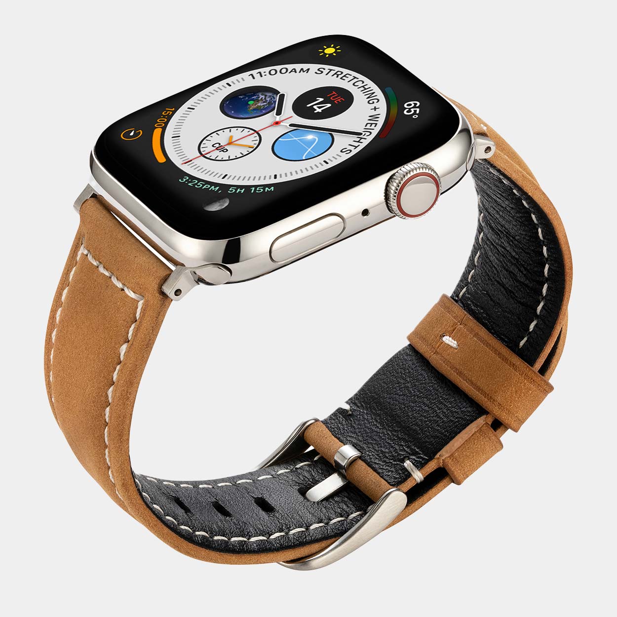 Mila Apple Watch Strap - Light Brown Suede - Buckle & Band - MIL-38-BRN-SI