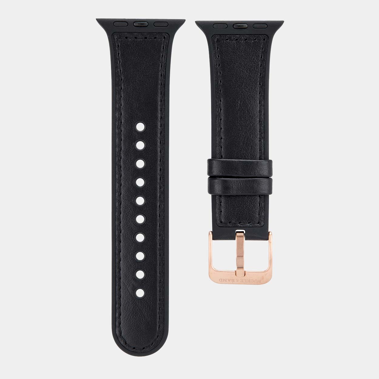 Mona Hybrid Sport/Leather Apple Watch Strap - Black - Buckle & Band - MON-38-BLK-GL