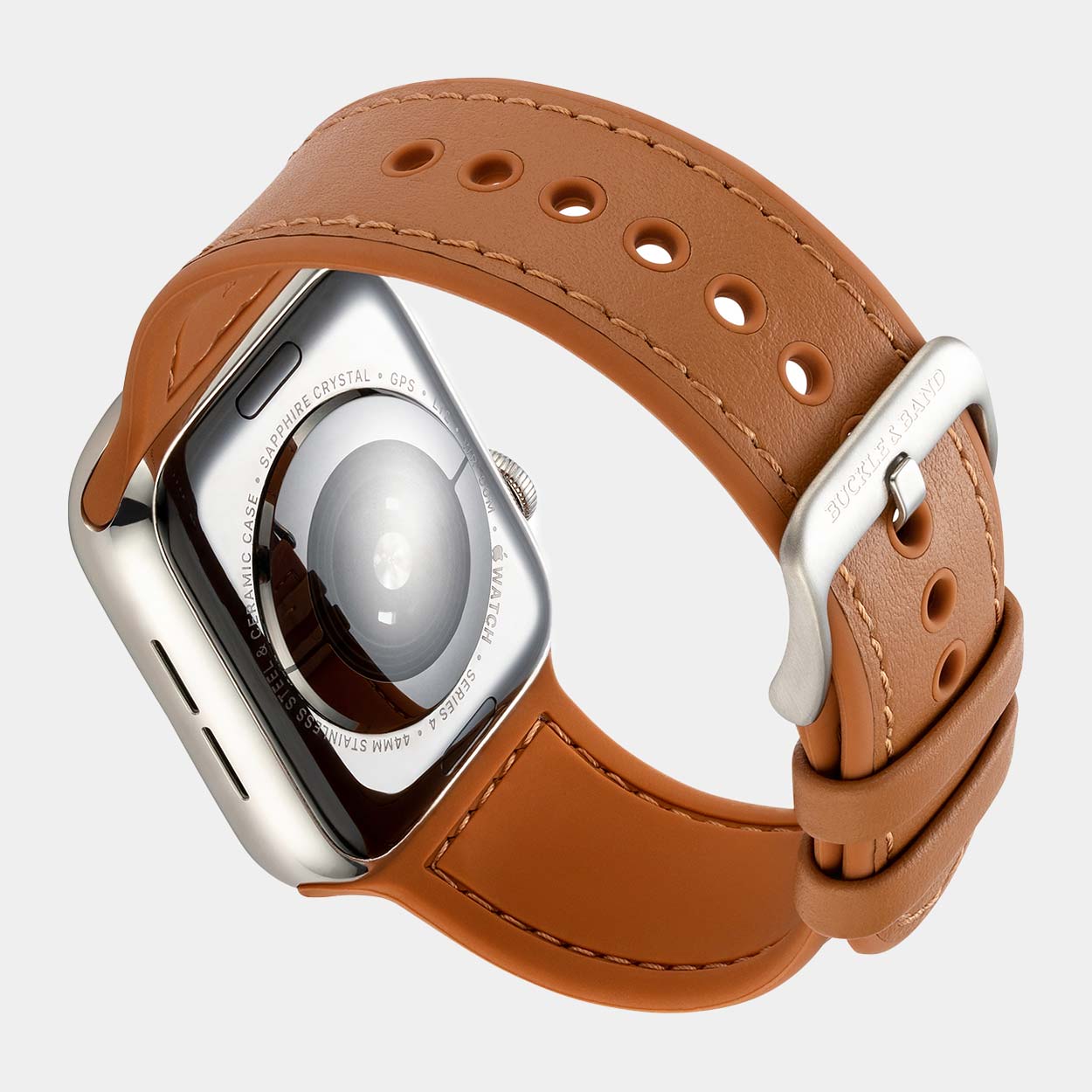 Mona Hybrid Sport/Leather Apple Watch Strap - Brown - Buckle & Band - MON-38-BRN-SI