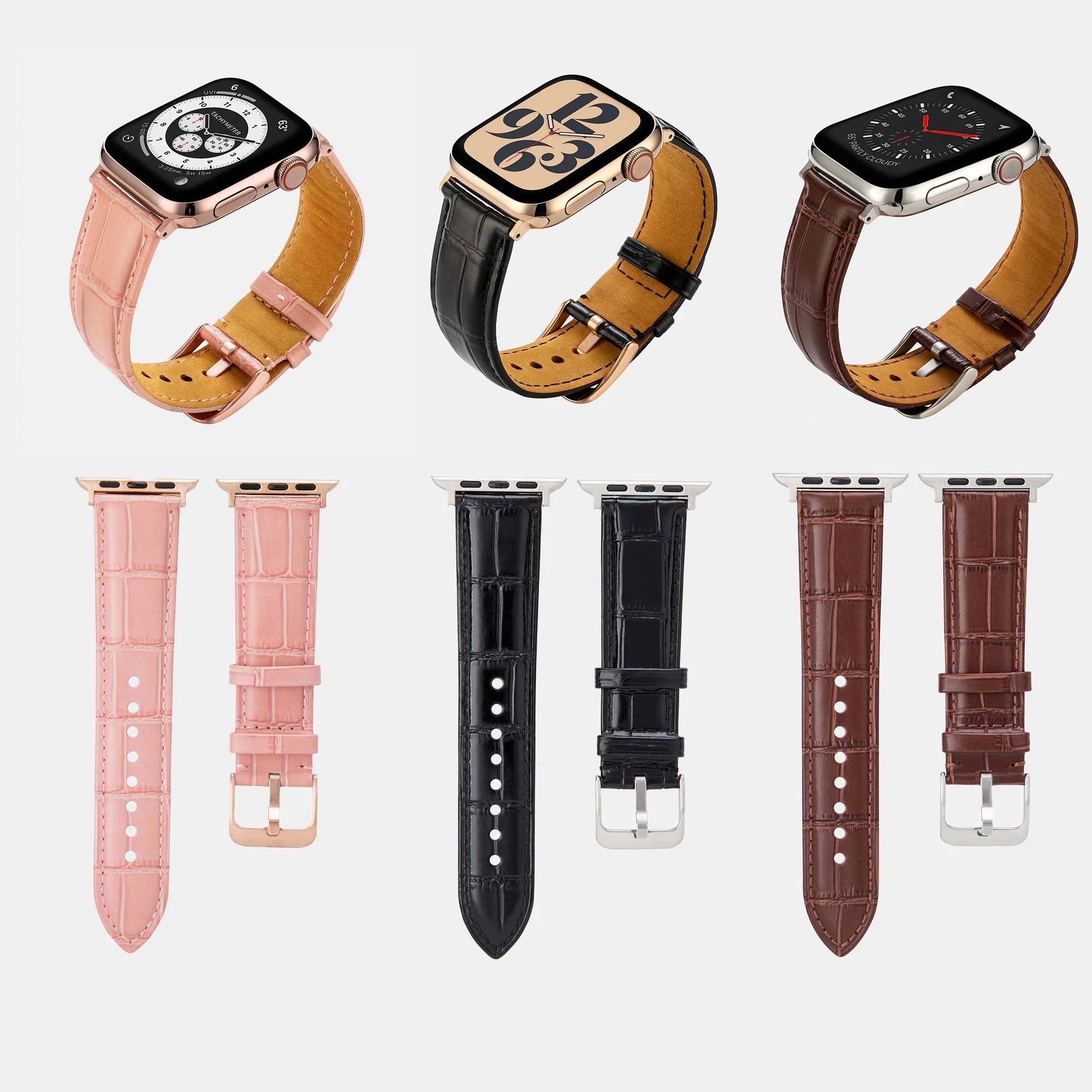 Pre-Loved Miam Apple Watch Straps Black, Brown or Pink - Buckle & Band - PL-MIA-38-BRN-GL