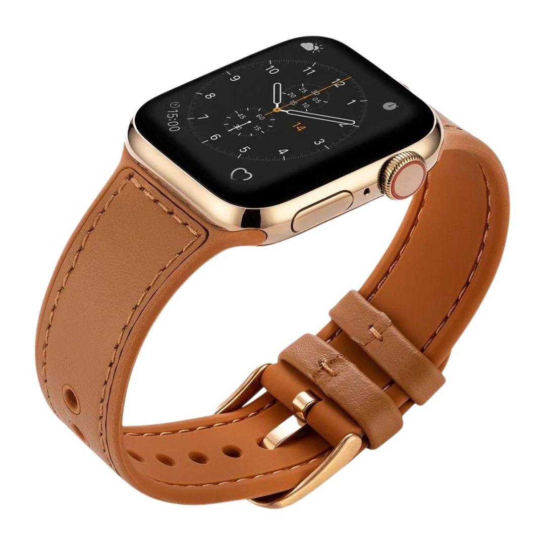 Pre - Loved Mona Hybrid Sport/Leather Apple Watch Strap Black, Pink or Brown - Buckle and Band - PRELOVED - MON - 44 - BRN - GL