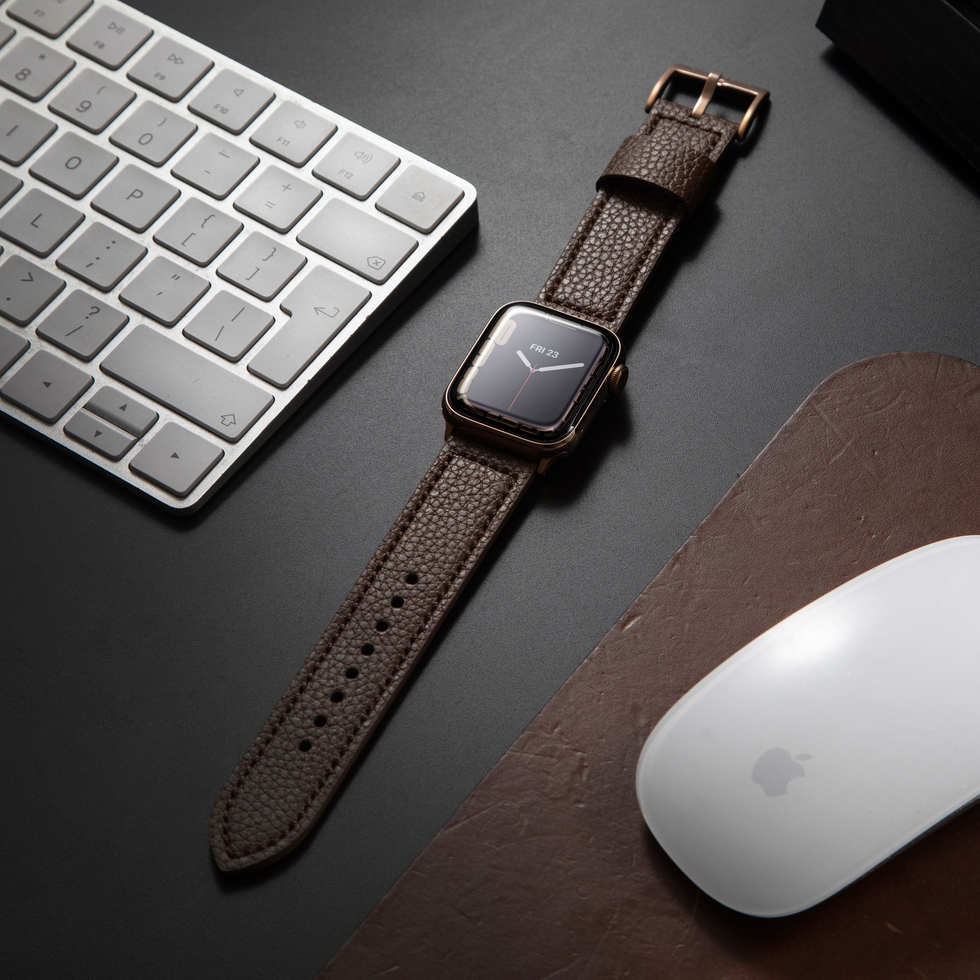 Pre-Loved Vegan Leather Apple Watch Strap - Buckle and Band - PREL-VEG-38-BRN-SI