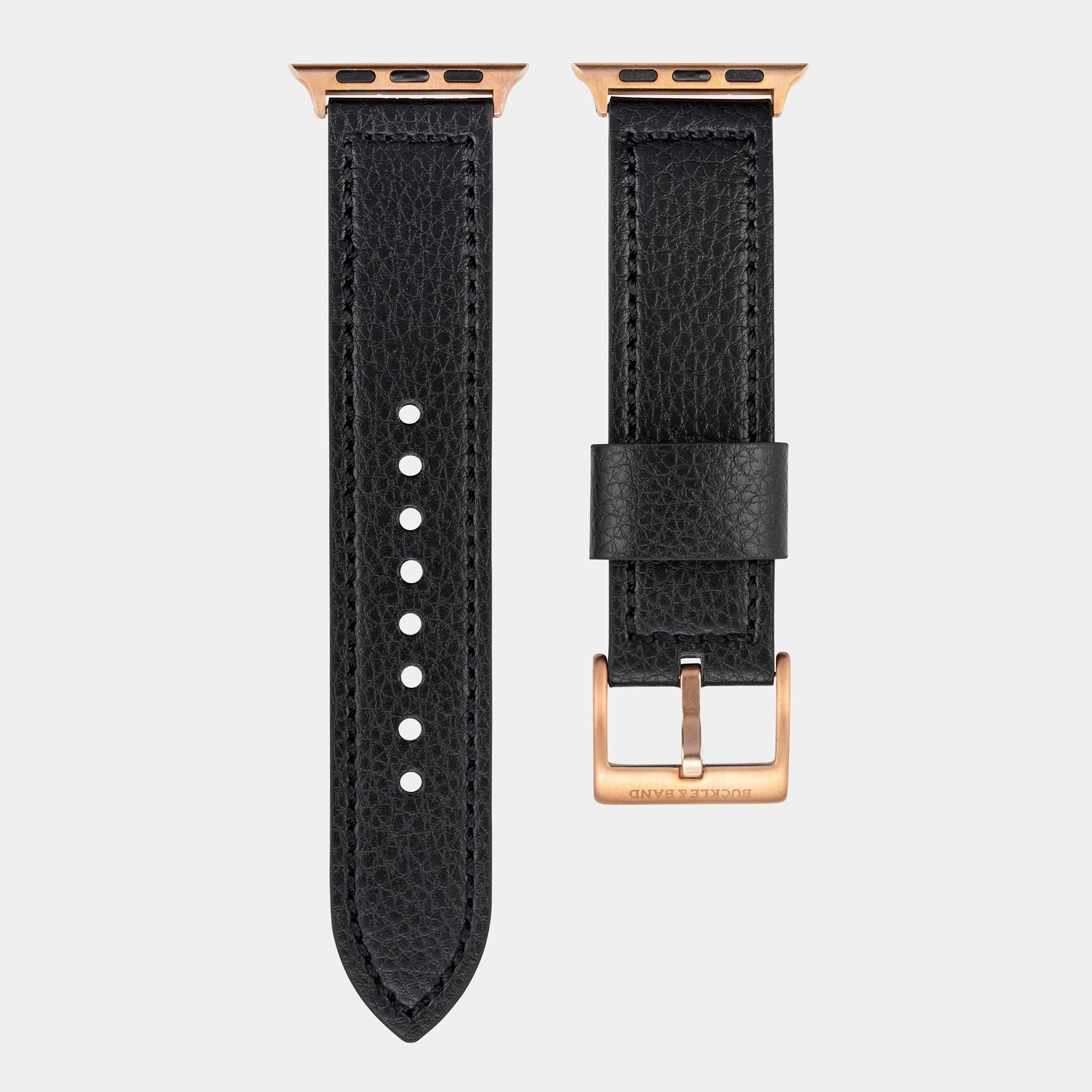 Vegan Leather Apple Watch Strap - Luxury Lond Black - Buckle & Band - VEG-38-BLK-GL