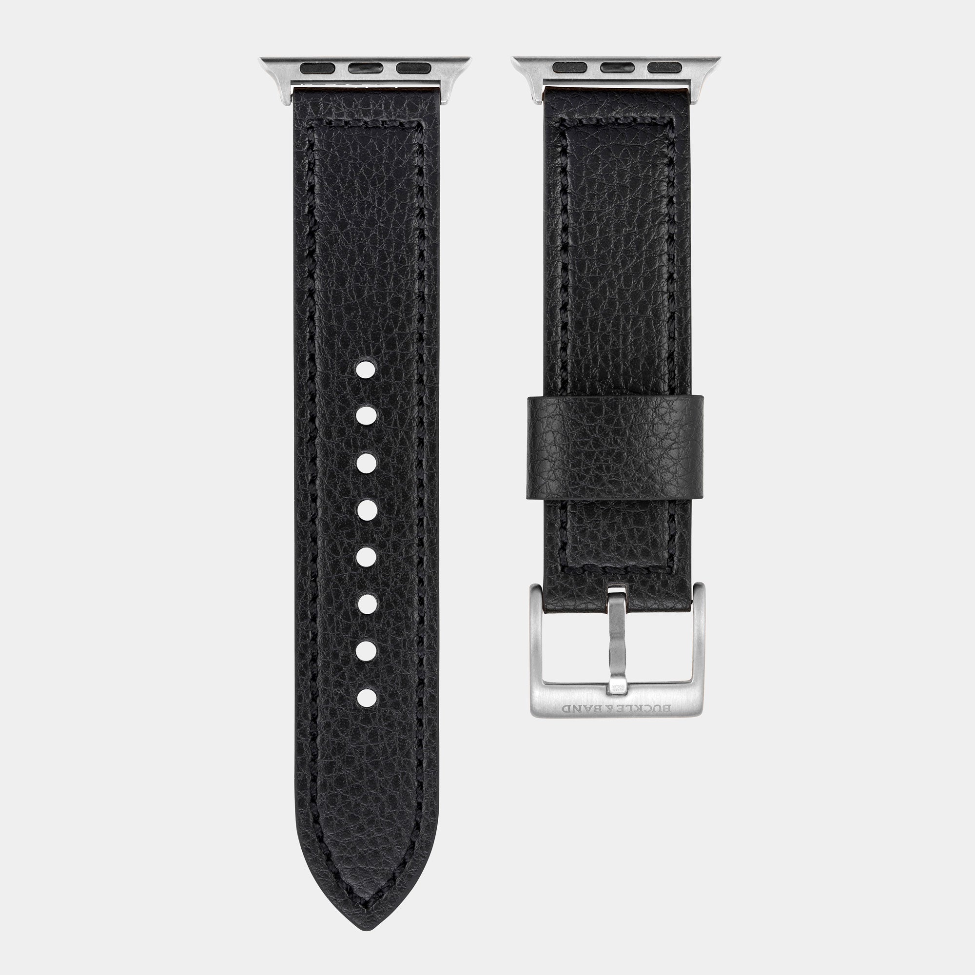 Vegan Leather Apple Watch Strap - Luxury Lond Black - Buckle & Band - VEG-38-BLK-SI