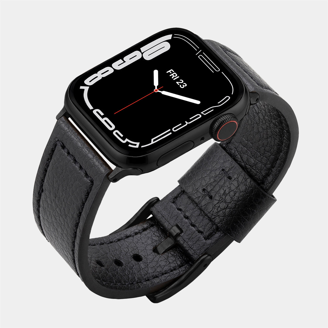 Vegan Leather Apple Watch Strap - Luxury Lond Black - Buckle & Band - VEG-38-BLK-BL