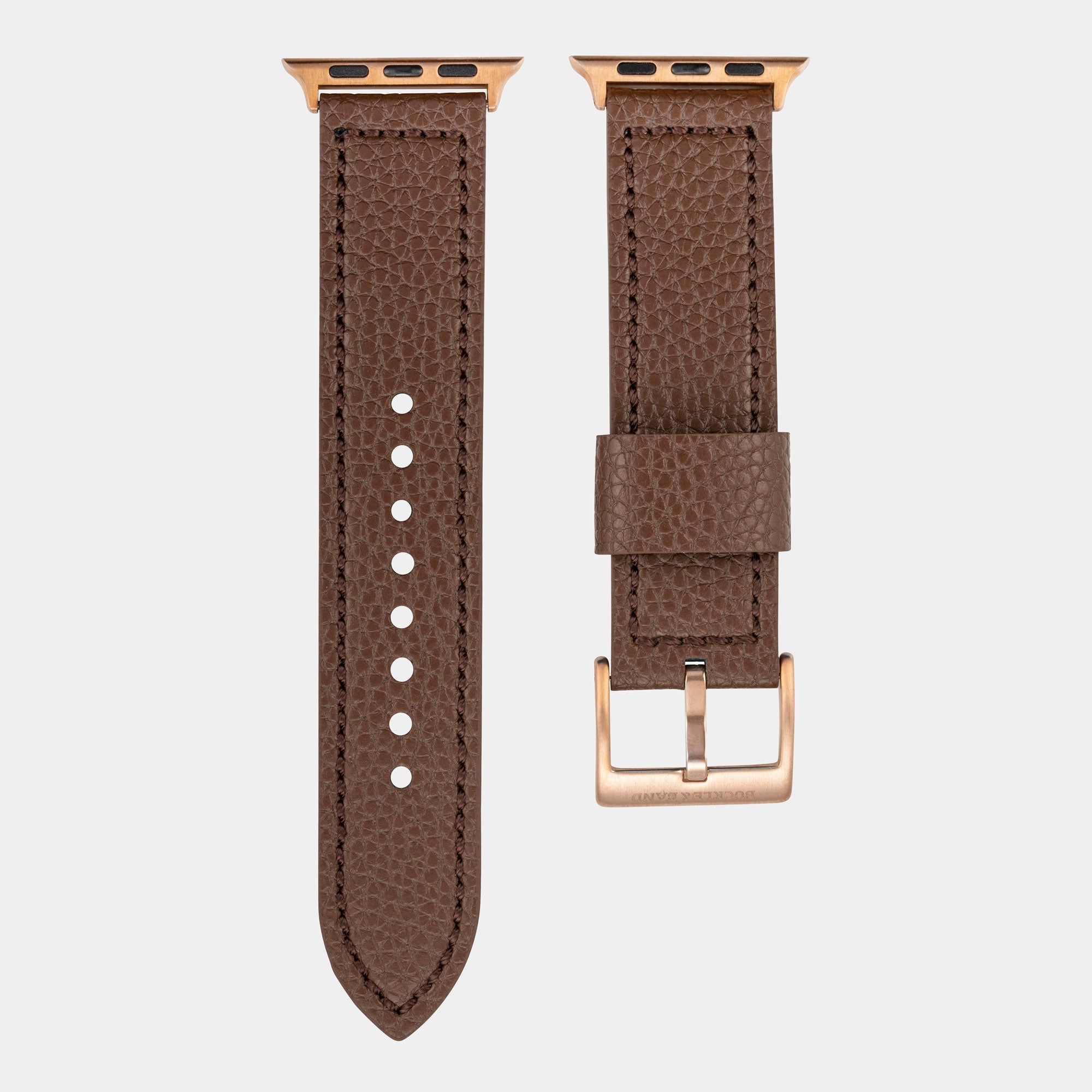 Vegan Leather Apple Watch Strap - Luxury Lond Brown - Buckle & Band - VEG-38-BRN-GL