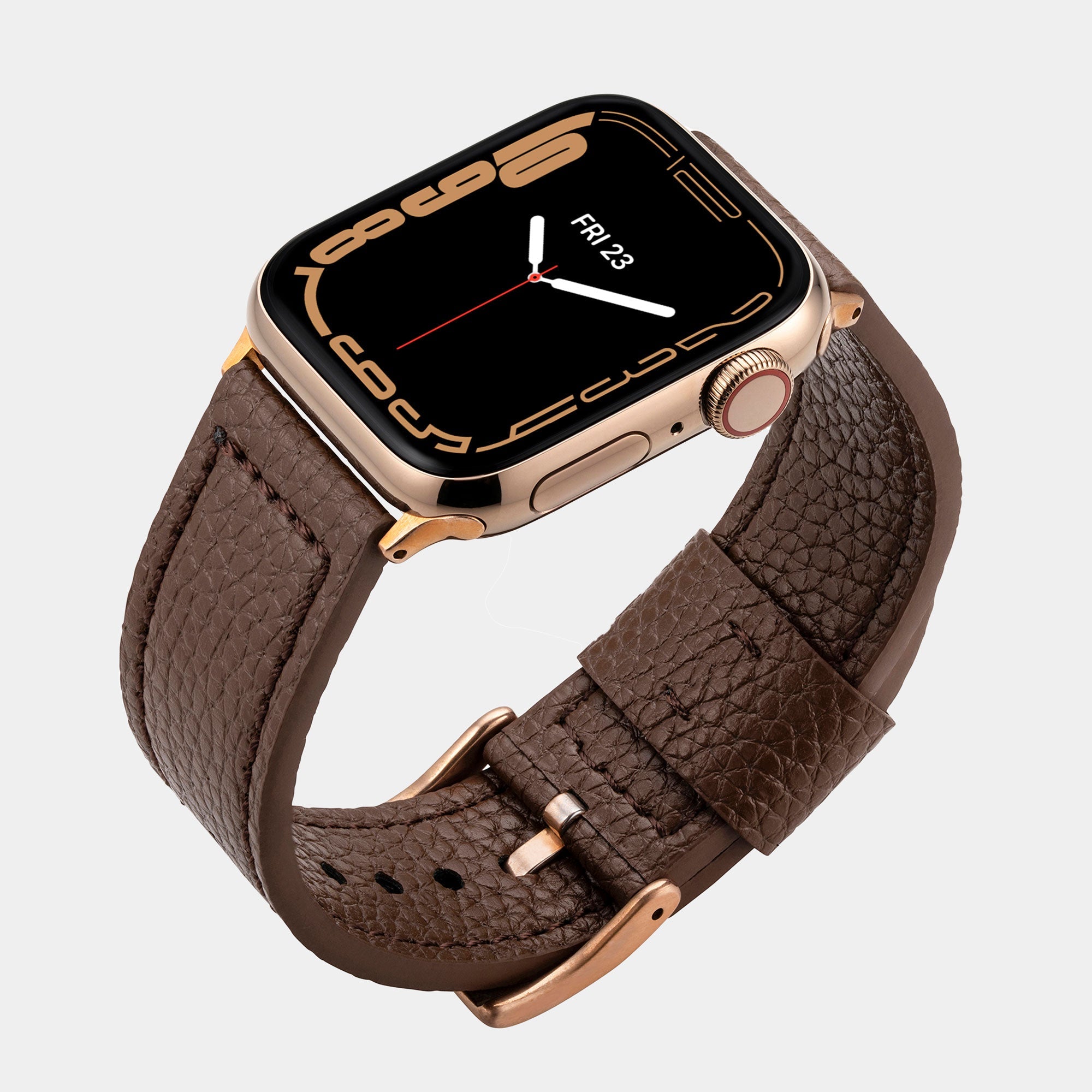 Vegan Leather Apple Watch Strap - Luxury Lond Brown - Buckle & Band - VEG-38-BRN-GL