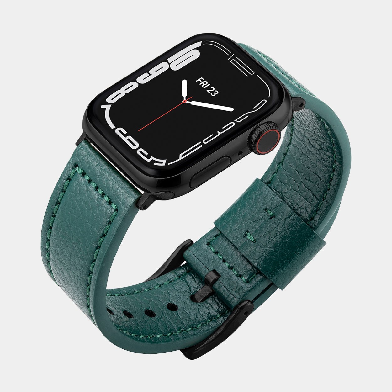 Vegan Leather Apple Watch Strap - Luxury Lond Green - Buckle & Band - VEG-38-GRE-BL