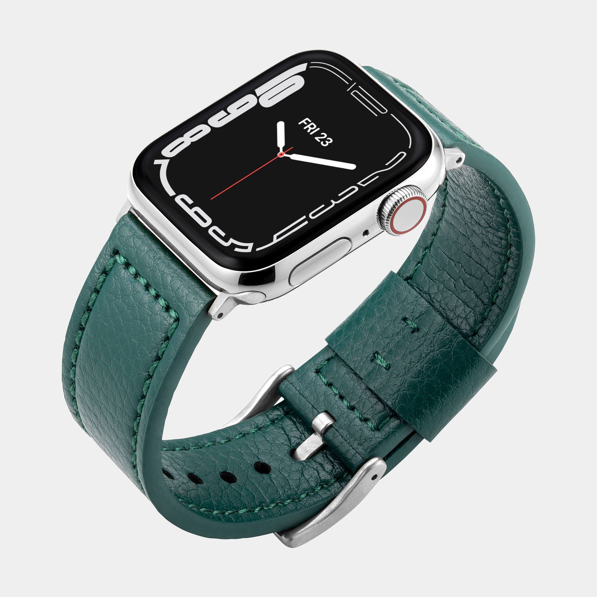 Vegan Leather Apple Watch Strap - Luxury Lond Green - Buckle & Band - VEG-38-GRE-SI