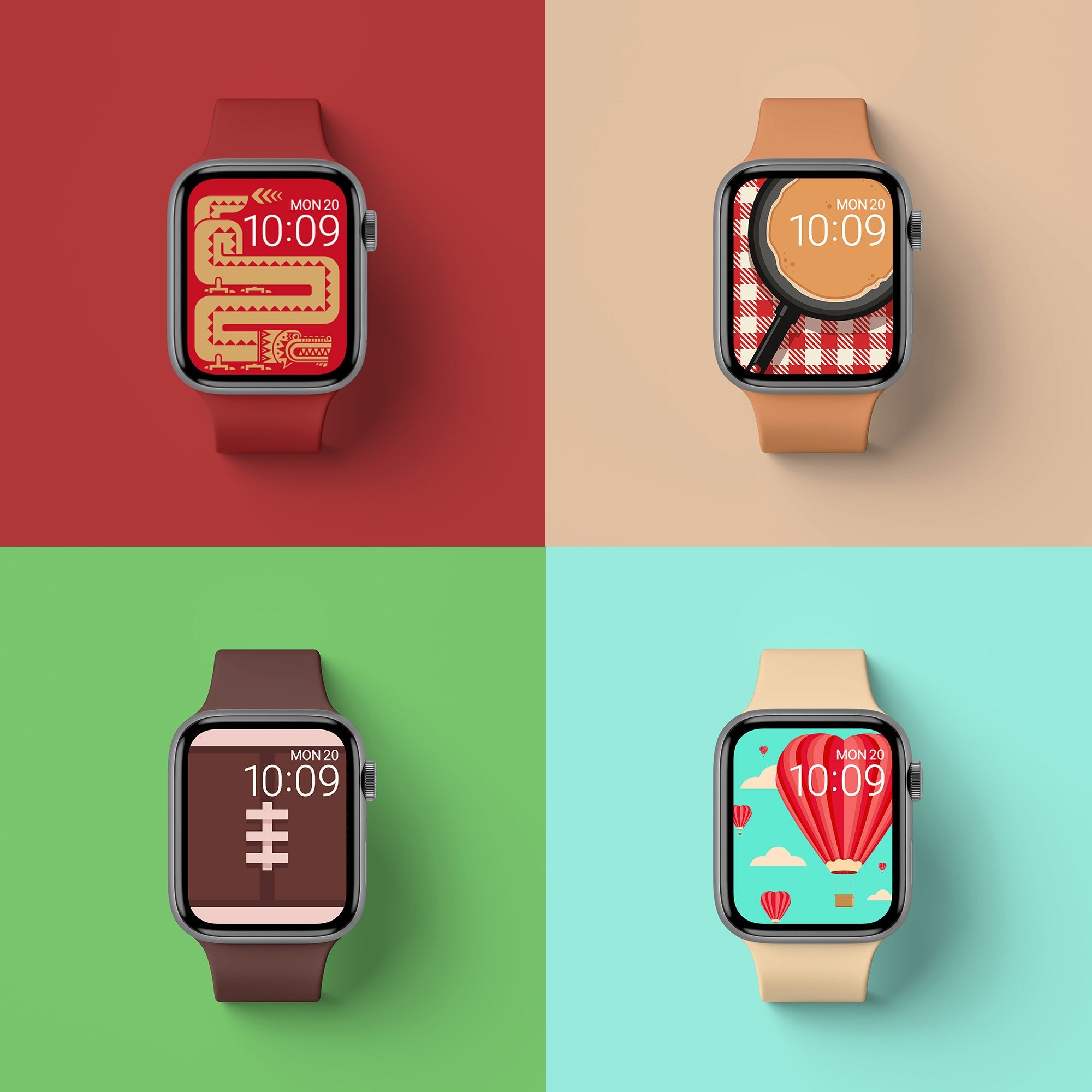 Wallpapers of the Month| Feb | Apple Watch Wallpapers - 4 Pack - Buckle and Band - FEBWP