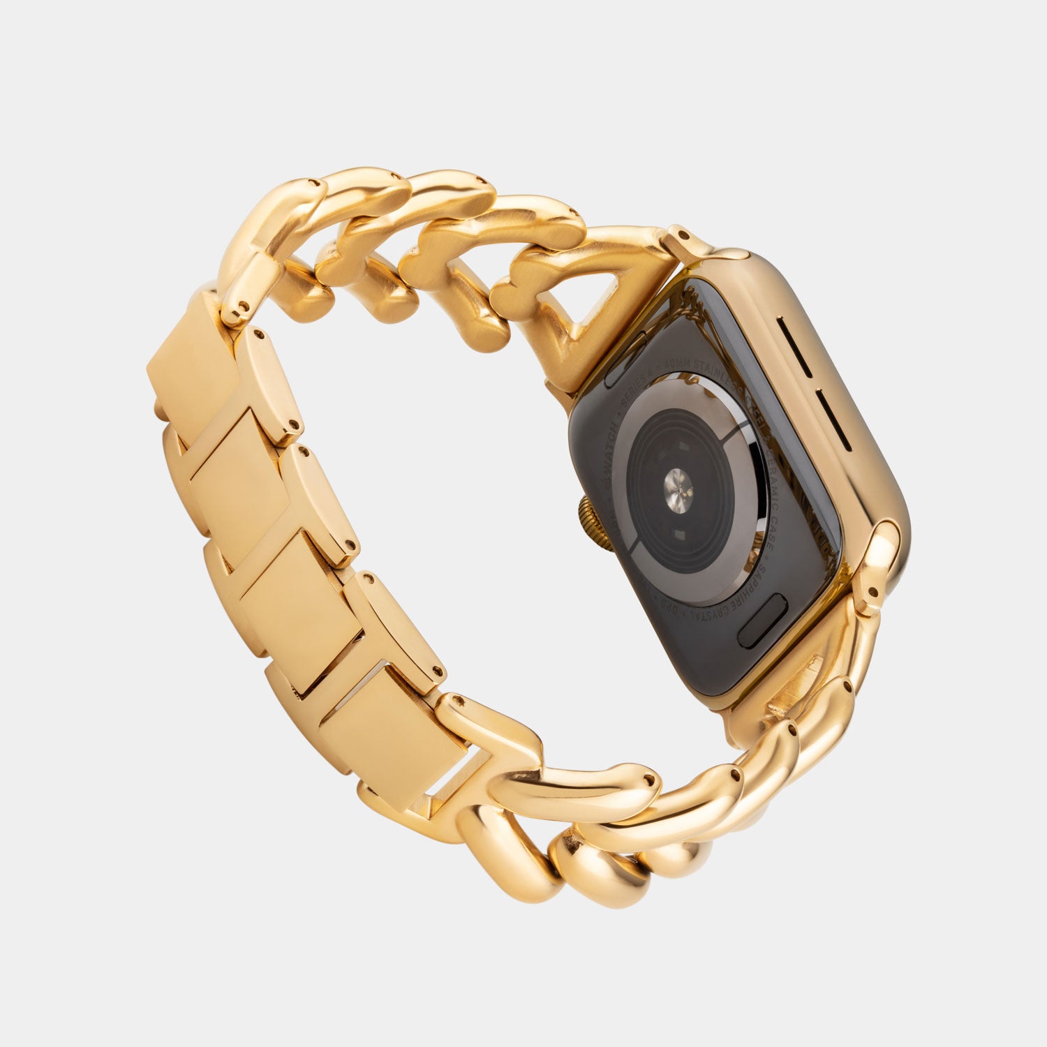Rear of Gold Heart Shaped Apple Watch Strap by Buckle & Band