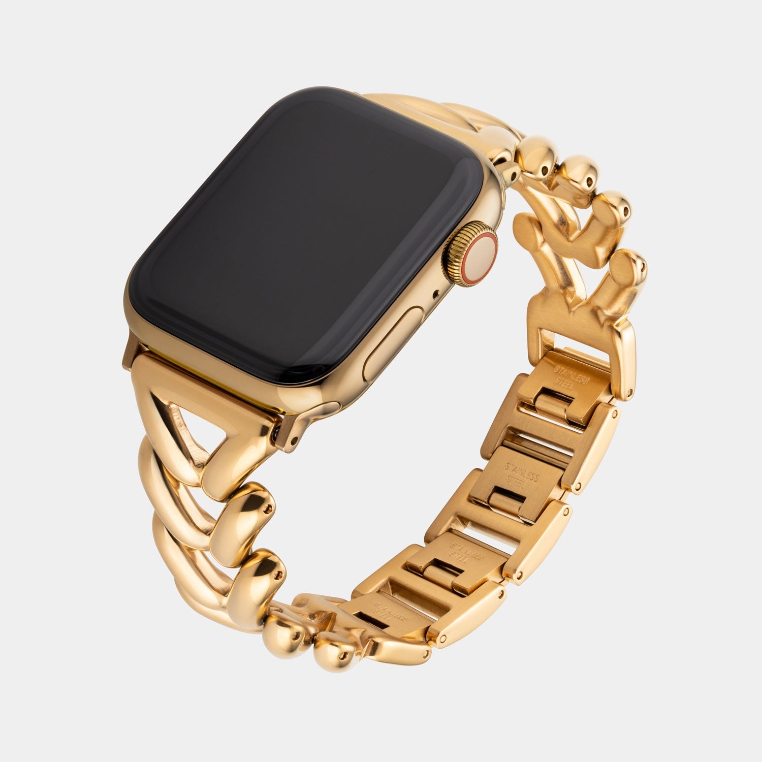 Gold Stainless Steel Heart Apple Watch Strap - Buckle and Band - HE - GL - 38