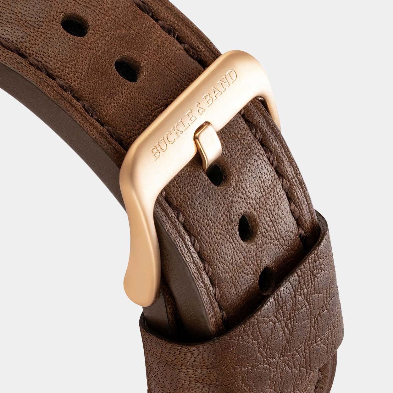 Lond Luxury Apple Watch Strap - Brown Leather - Buckle & Band - LON-38-BRN-GL