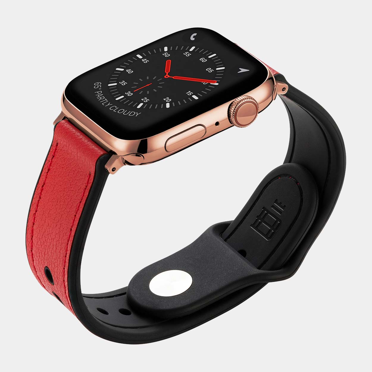 Hybri Sport/Leather Apple Watch Strap - Red - Buckle & Band - HYB-38-RED-RG
