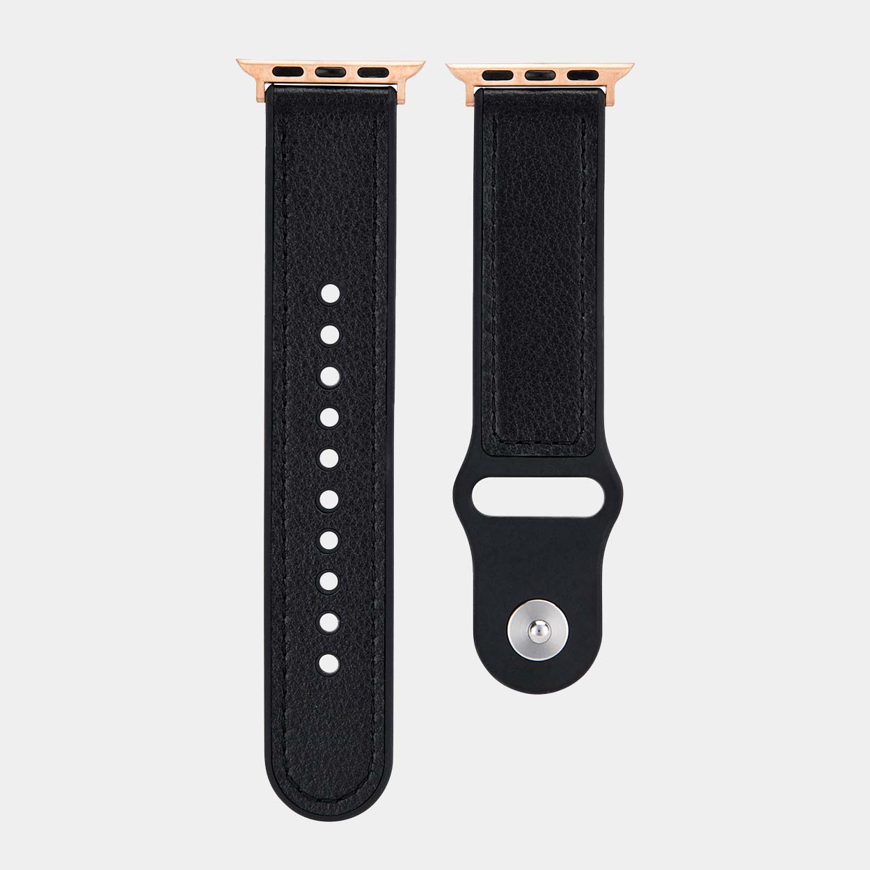 Hybri Sport/Leather Apple Watch Strap - Black - Buckle & Band - HYB-38-BLK-GL