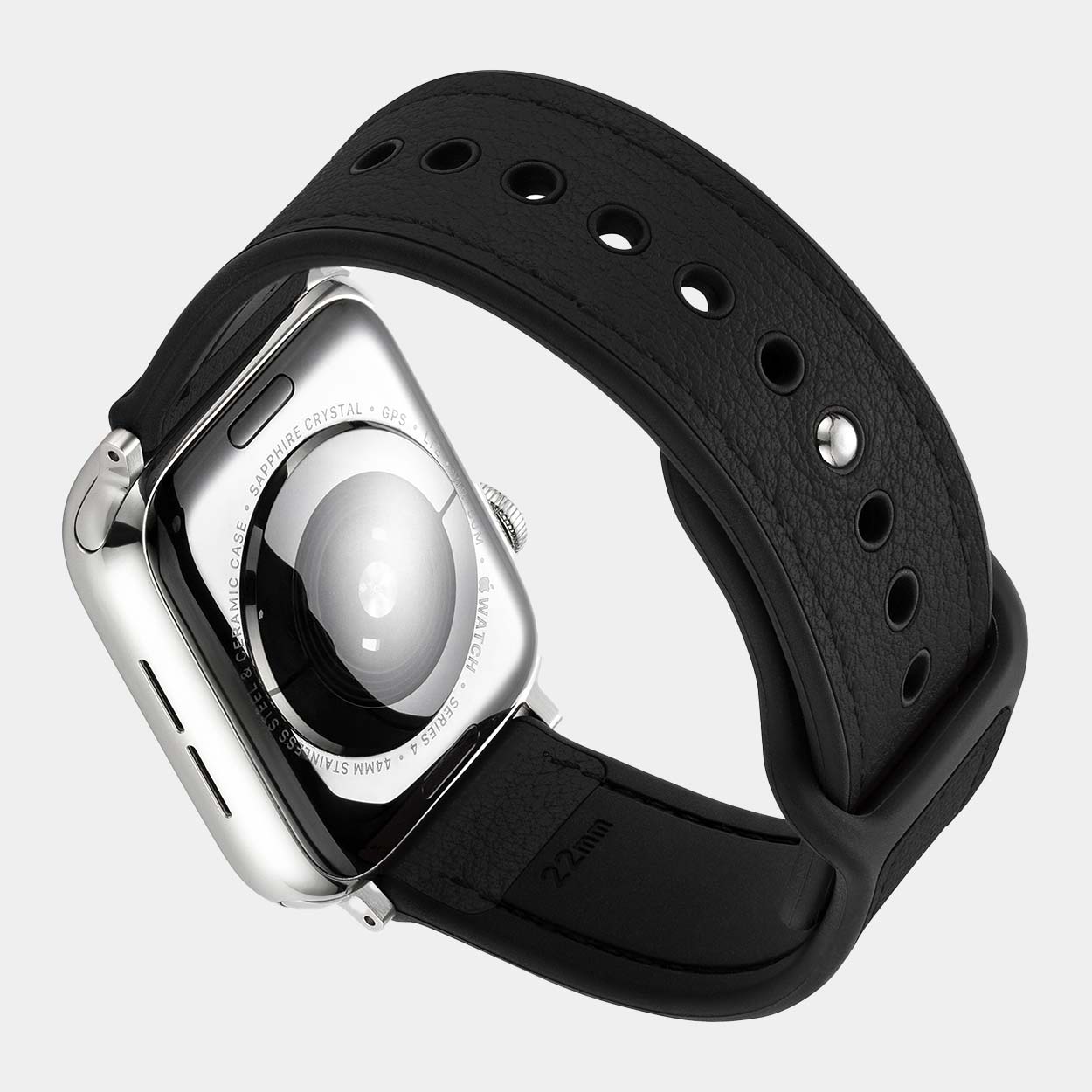 Hybri Sport/Leather Apple Watch Strap - Black - Buckle & Band - HYB-38-BLK-SI