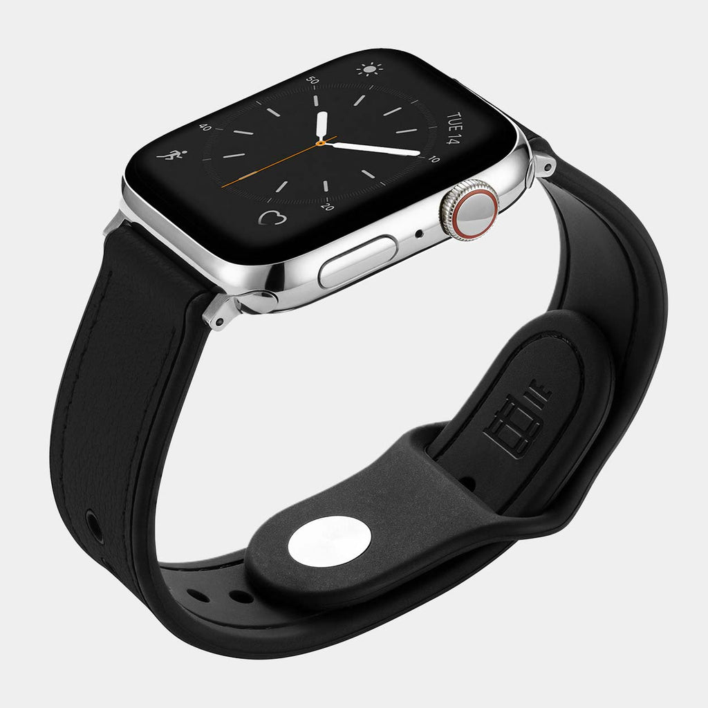 Hybri Sport/Leather Apple Watch Strap - Black