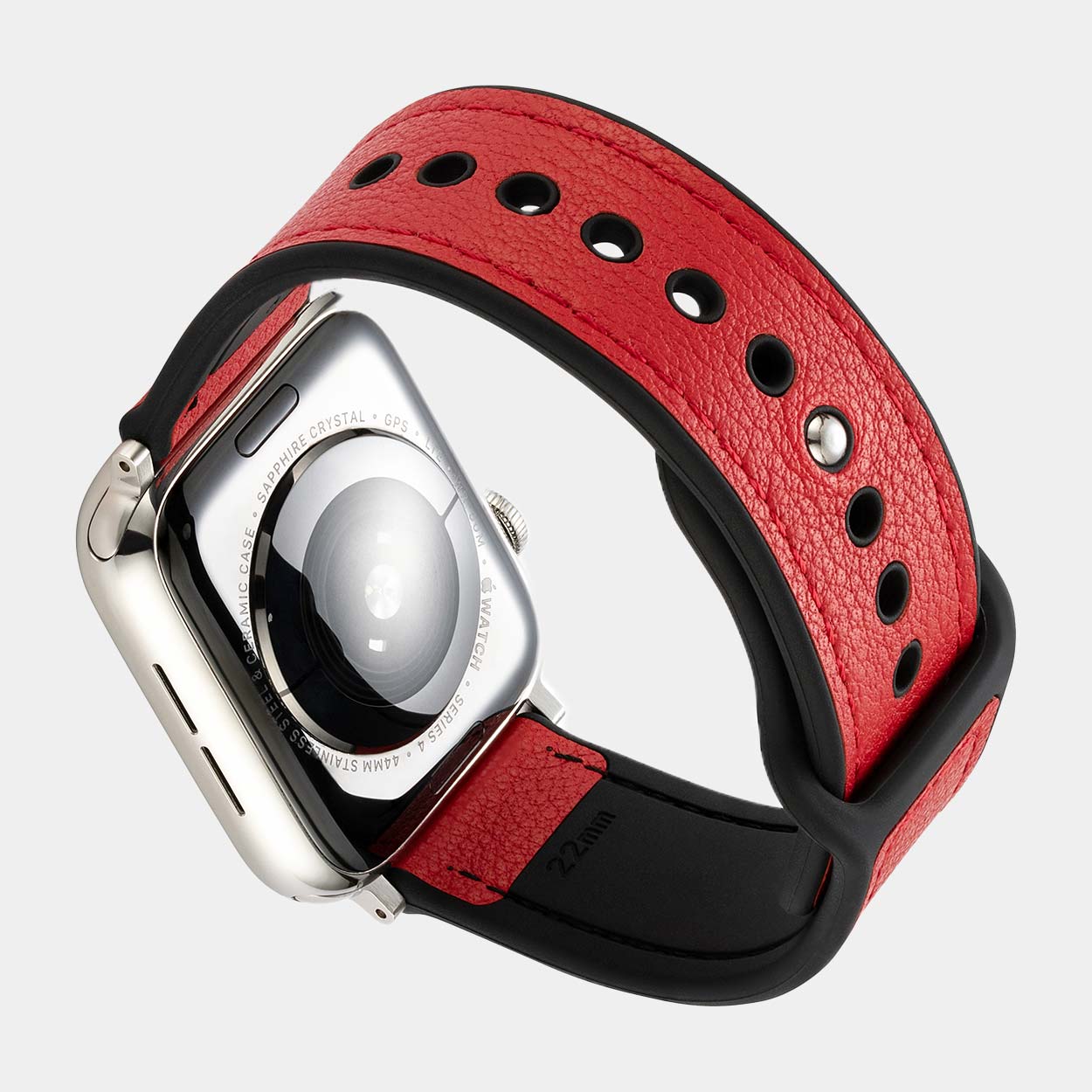 Hybri Sport/Leather Apple Watch Strap - Red - Buckle & Band - HYB-38-RED-SI