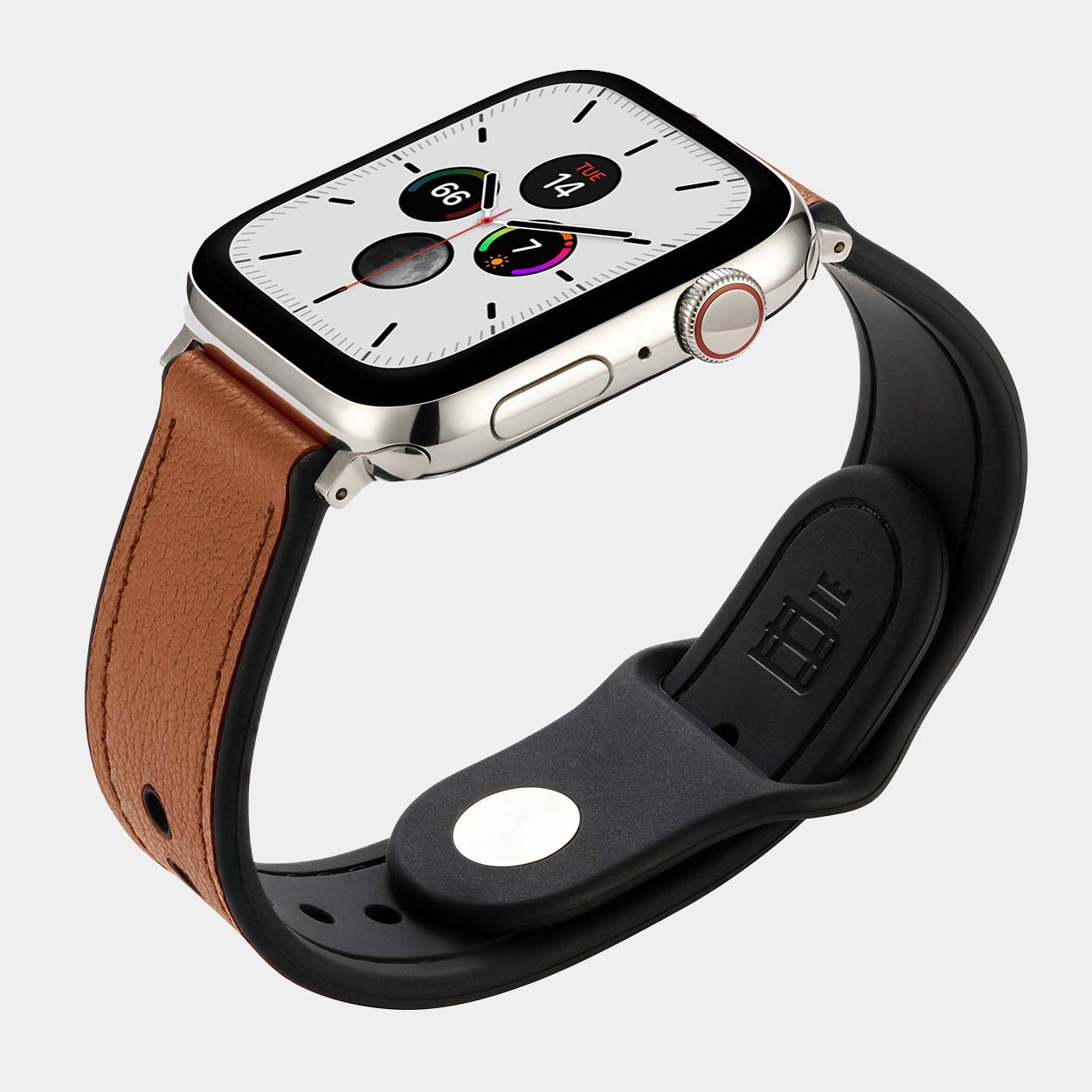 Hybri Sport/Leather Apple Watch Strap - Brown - Buckle & Band - HYB-38-BRN-SI