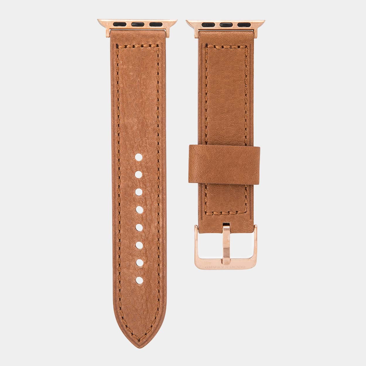 Lond Luxury Apple Watch Strap - Khaki Leather - Buckle & Band - LON-38-KHA-GL