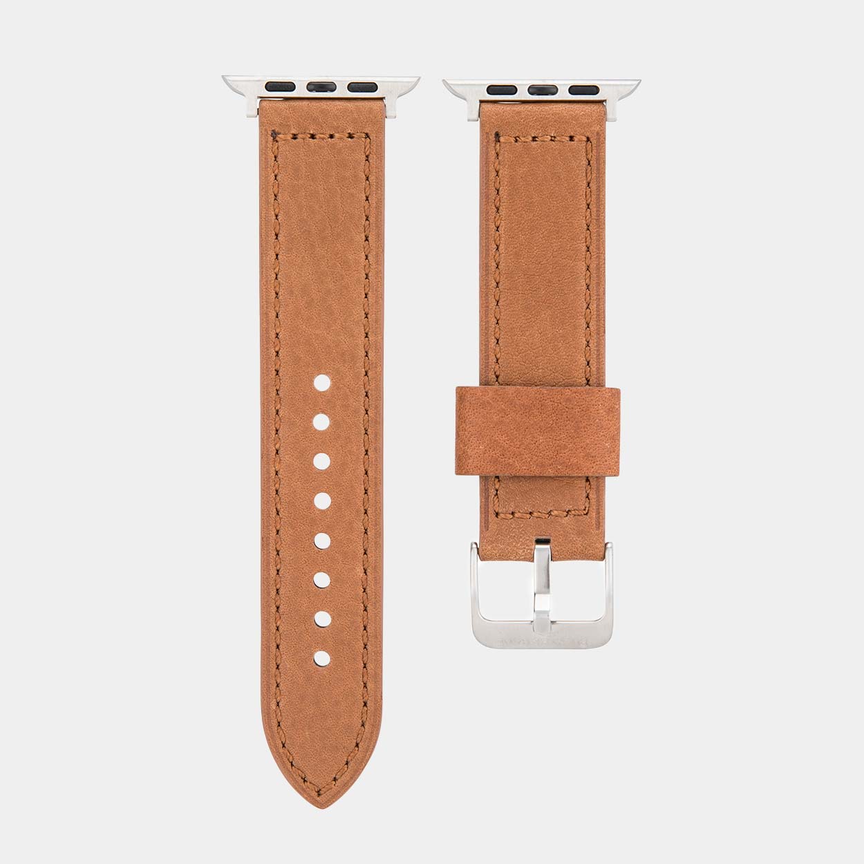 Lond Luxury Apple Watch Strap - Khaki Leather - Buckle & Band - LON-38-KHA-SI