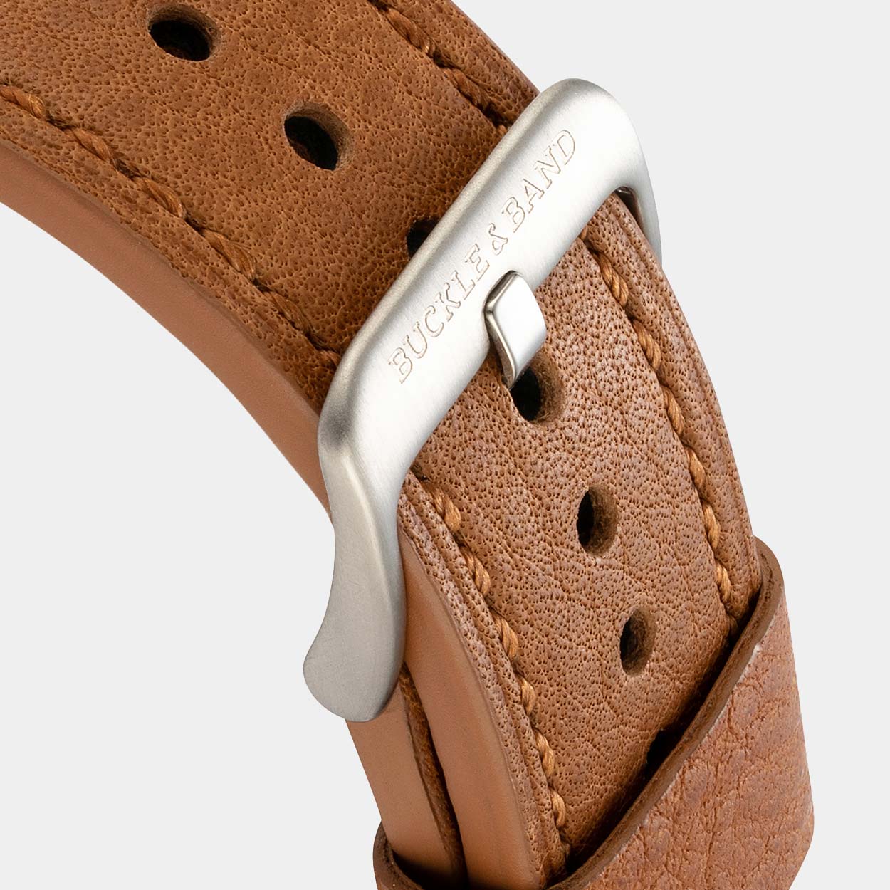 Lond Luxury Apple Watch Strap - Khaki Leather - Buckle & Band - LON-38-KHA-SI