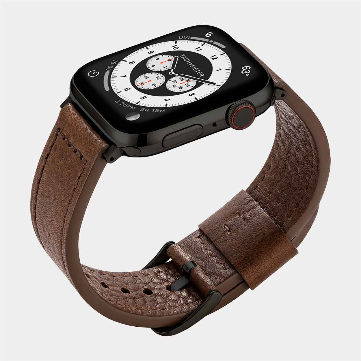 Lond Luxury Apple Watch Strap - Brown Leather - Buckle & Band - LON-38-BRN-BL