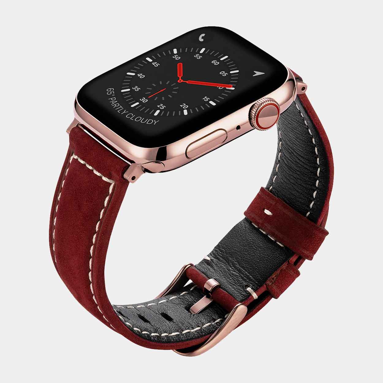 Mila Apple Watch Strap - Red Suede - Buckle & Band - MIL-38-RED-RG