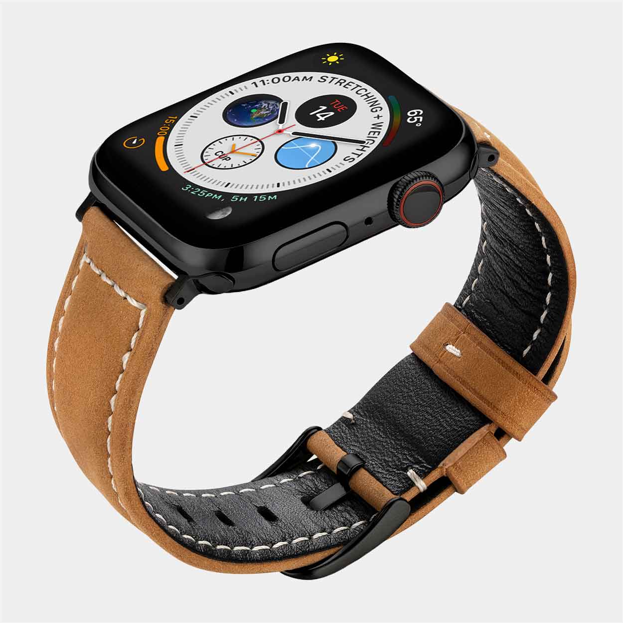 Mila Apple Watch Strap - Light Brown Suede - Buckle & Band - MIL-38-BRN-BL