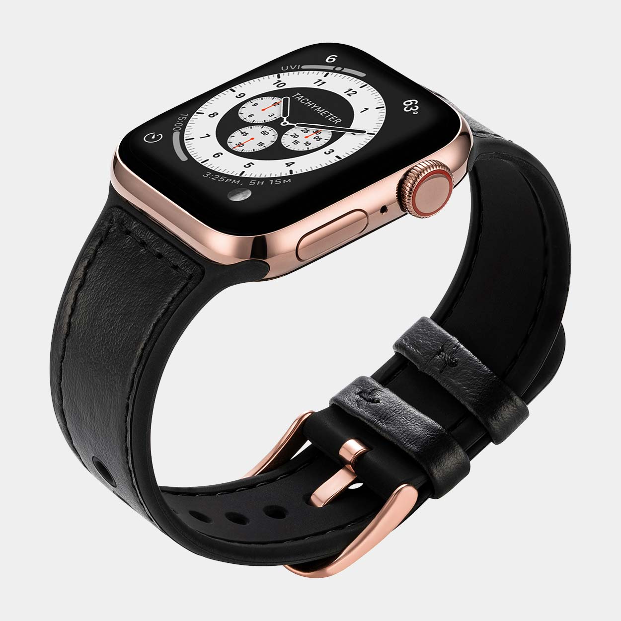 Mona Hybrid Sport/Leather Apple Watch Strap - Black - Buckle & Band - MON-38-BLK-RG