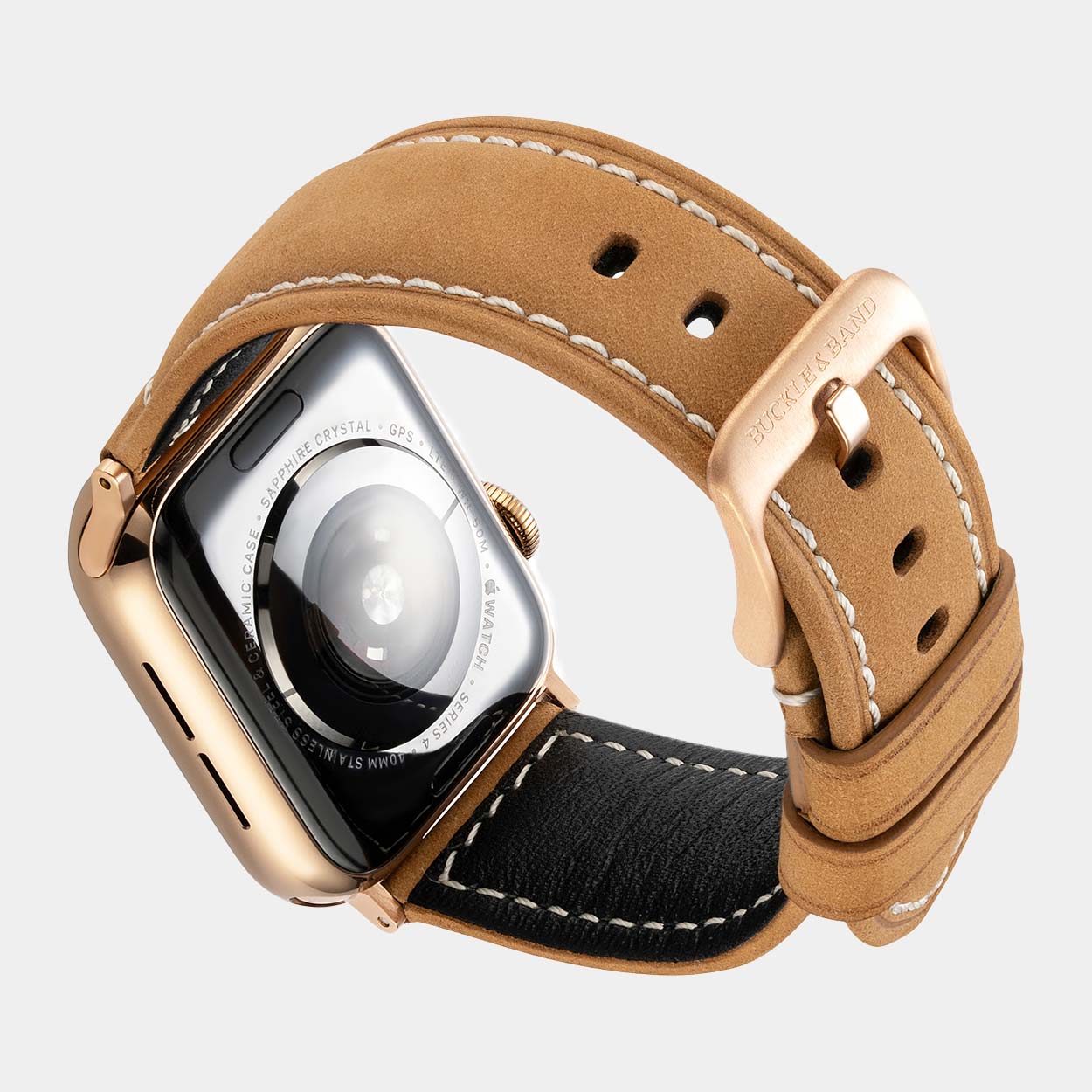 Mila Apple Watch Strap - Light Brown Suede - Buckle & Band - MIL-38-BRN-GL