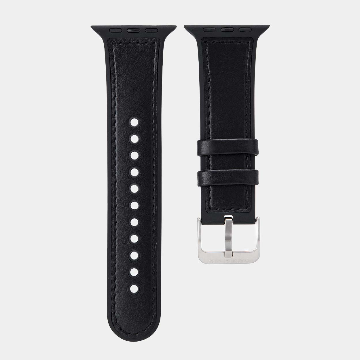 Mona Hybrid Sport/Leather Apple Watch Strap - Black - Buckle & Band - MON-38-BLK-SI