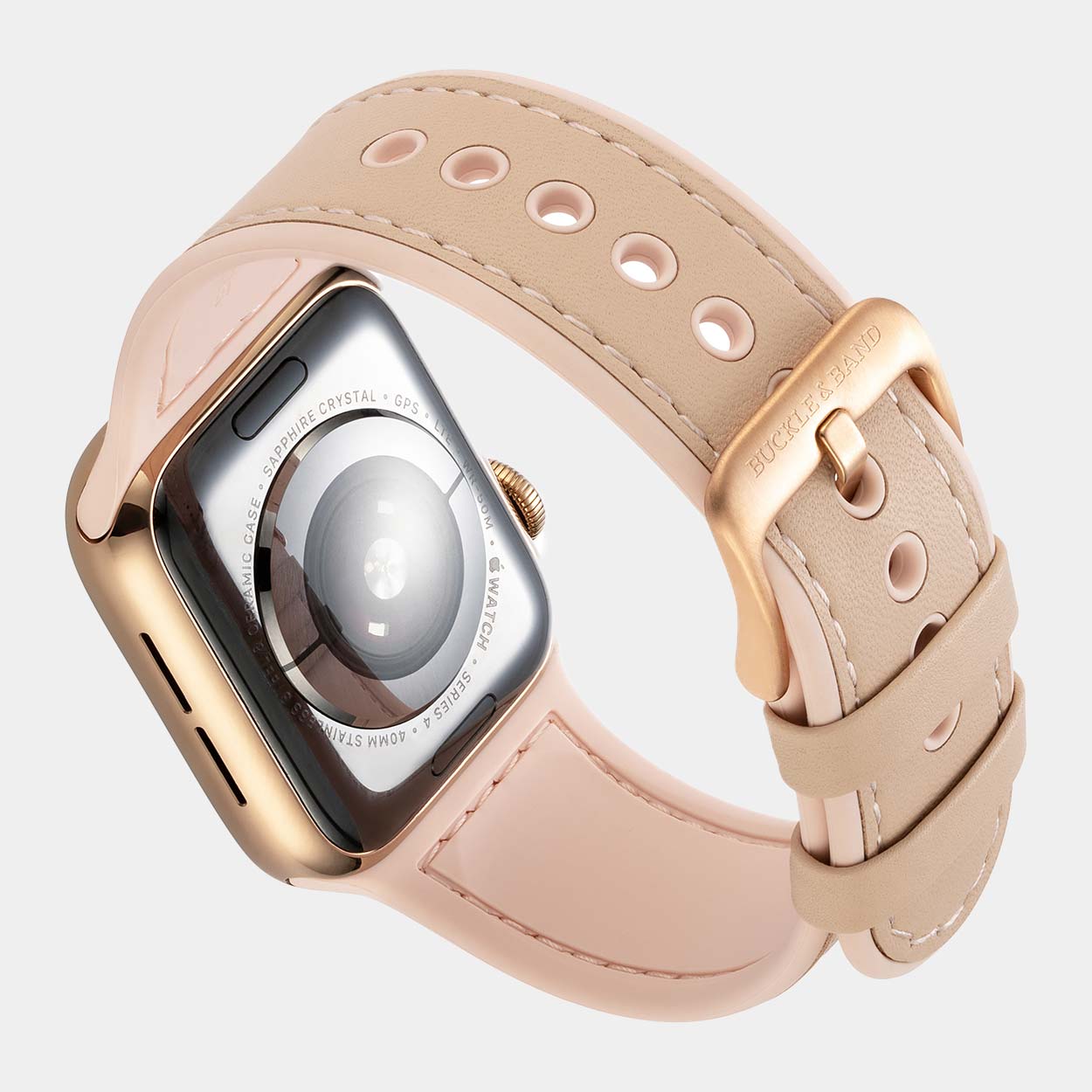 Mona Pink Apple Watch Strap with Gold Buckle and Band buckle