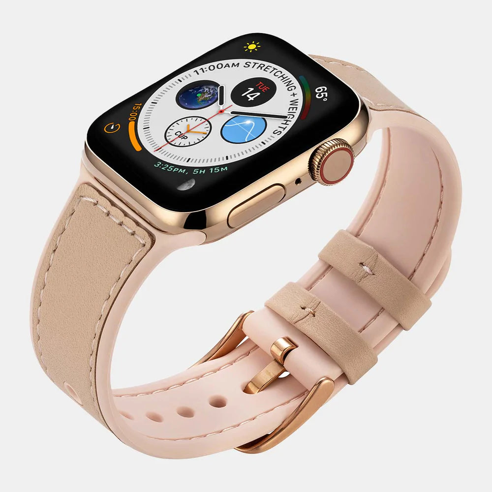 Pre-Loved Mona Hybrid Sport/Leather Apple Watch Strap Brown- Buckle & Band - PL-MON-38-BLK-SI