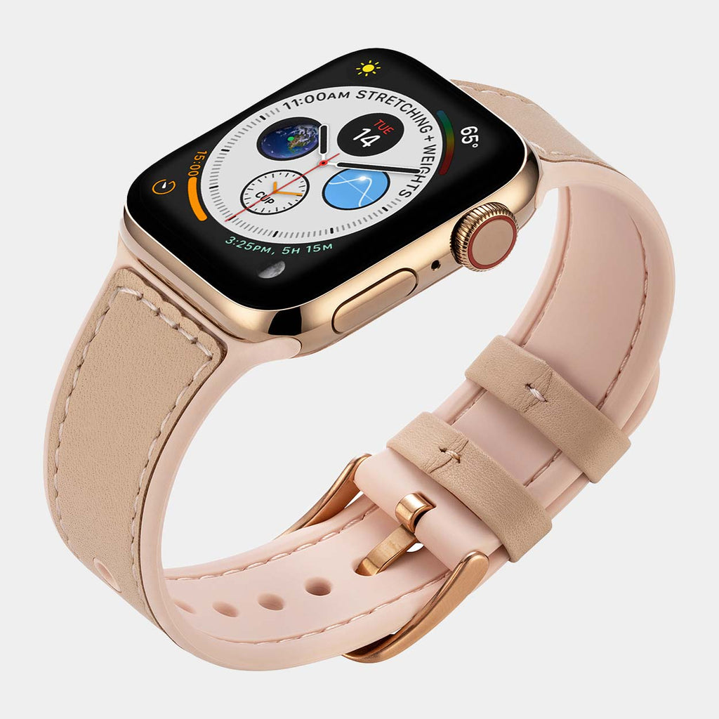 Mona Hybrid Sport/Leather Apple Watch Strap - Pink - Buckle & Band - MON-38-PIN-GL