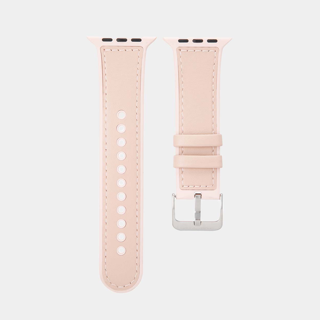 Pink Mona Apple Watch Strap with silver buckles
