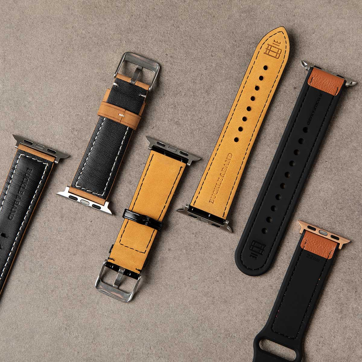 Hybri Sport/Leather Apple Watch Strap - Brown - Buckle & Band - HYB-38-BRN-BL