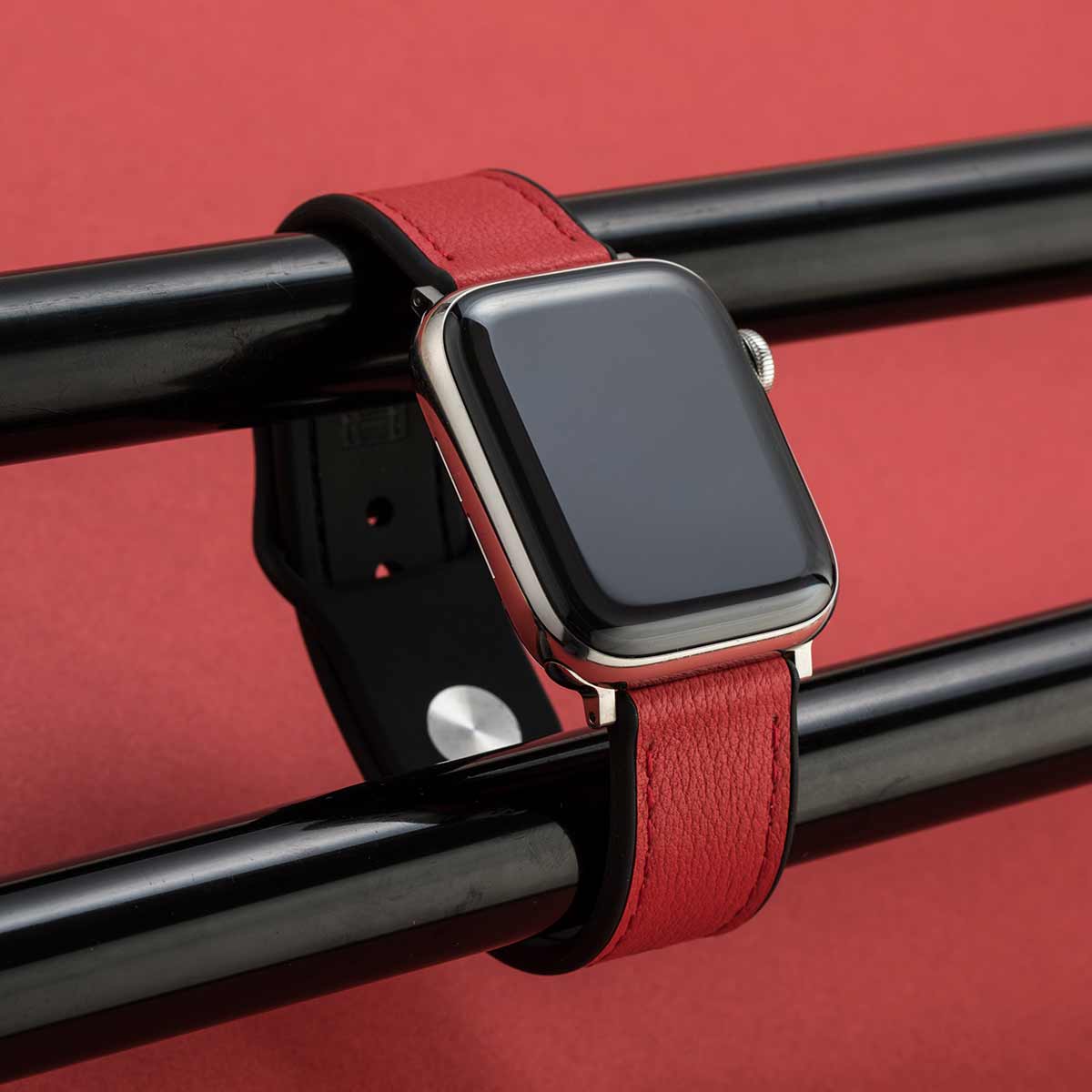 Hybri Sport/Leather Apple Watch Strap - Red - Buckle & Band - HYB-38-RED-BL